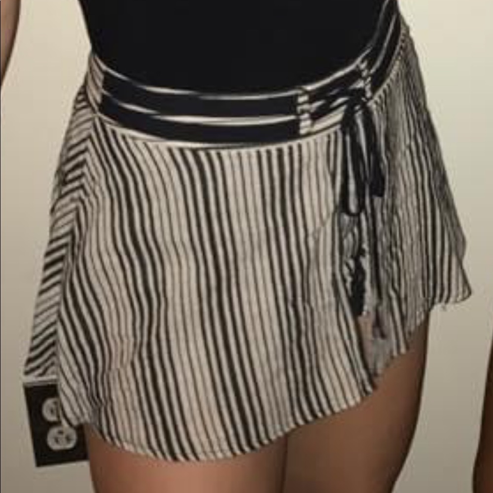 Free People Black and White Mini Skort